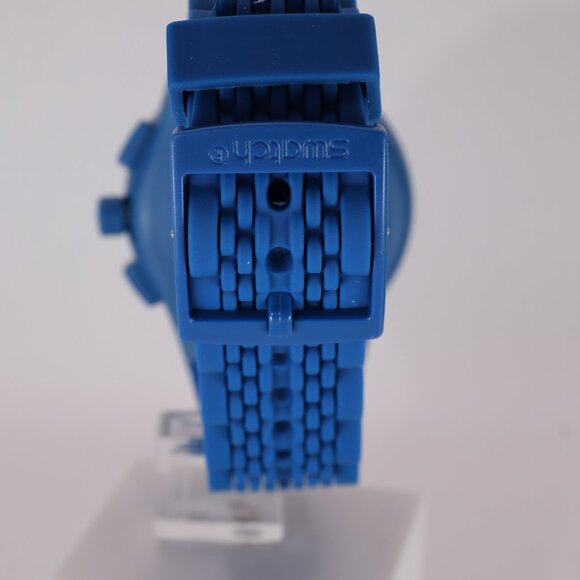 Swiss Limited Rare Swatch Chronograph Plastic Susn415 Triple Blu New 42MM Blue - Picture 7 of 10